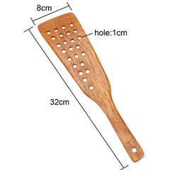 1pc Wooden Slotted Spatula 24 Holes Non-Stick Frying Tool Shovel Wooden Spatula