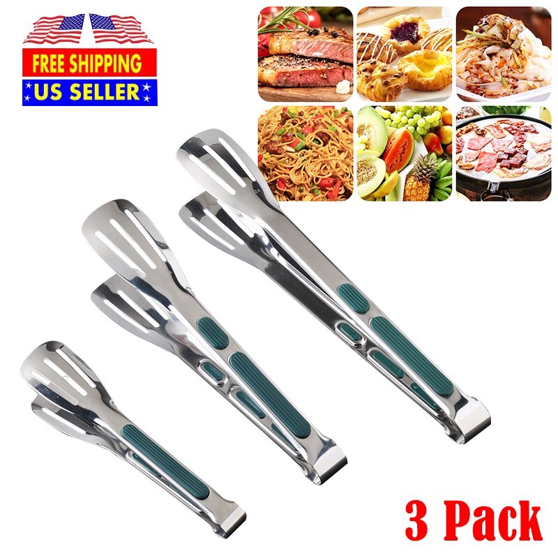 Stainless Steel Steak Clamp Food Bread Meat BBQ Clip Tongs Kitchen Cooking Tool