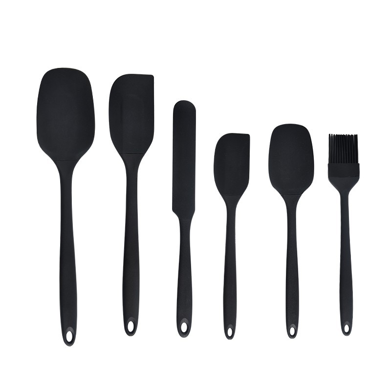 New 6 Piece Silicone Kitchen Utensil Set with Spatulas Scrapers and Oil Brush