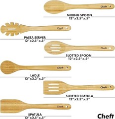 Heavy Duty Bamboo Utensil Set for Cooking, Premium Slotted Spoons for Kitchen