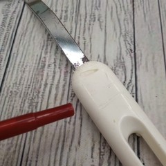 Vtg Bonny Nylon Slotted Wide Round Spatula Pancake Turner Blue White FLAWS READ