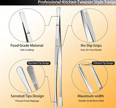 6pcs Stainless Steel Kitchen Tweezers Set Professional Cooking Tools – NEW
