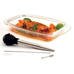 Stainless Steel Baster Turkey Chicken 3 piece Set Silicone Bulb Deluxe Norpro