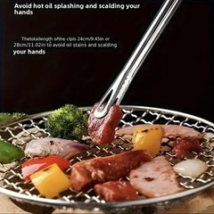 2× Stainless Steel Grill Tongs Cooking BBQ Steak Clamp Pastry Kitchen Tweezers
