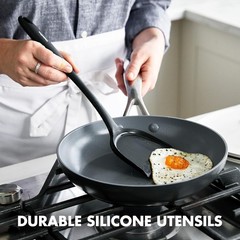 Cooking Utensil Set 5 Piece Silicone Nonstick Tongs Turner Spatula Skimmer Spoon