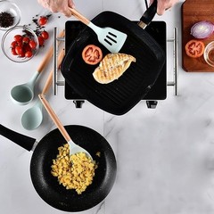 5P Kitchen Utensils Set Silicone Cooking Tools Wooden Handle Non-Stick Cookware