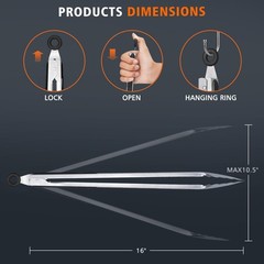 16 Inches Stainless Steel Kitchen Tongs Extra Long Locking BBQ Grill Food Server