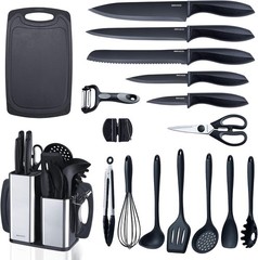 Kitchen Utensils Set 18-Piece Cooking Tools Sharp Knives Stainless Steel Holder