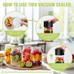 Electric Vacuum Sealer for Mason Jar – Vacuum Sealing Machine Kit with 10 Lids
