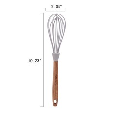 10-Piece Silicone and Acacia Wood Handle Kitchen Cooking Utensils Set, Gray