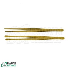 2 Pcs Gold Kitchen Tweezers 10″ Straight & Round Tip Set Chef Long Food Tongs