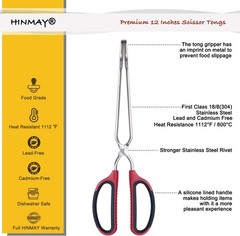 Stainless Steel Scissor Tongs with Comfort-Grip Handle 12-Inch, Set of 2