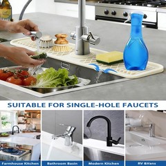 24 Inch Silicone Faucet Mat for Kitchen Sink, 7° Slope Fast Self-Draining Sin…