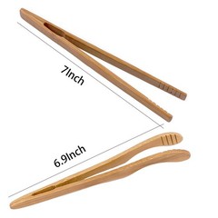 4 pack Bamboo Toaster Tongs – 7” Reusable Wood Cooking Tongs -Ideal