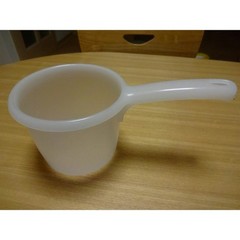 Japanese Plastic Water Ladle Dipper Tabo Flat Bottom Bath Water Scoop White
