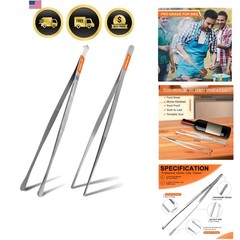 12-Inch Cooking Tweezers, 2-Pack Stainless Steel Kitchen Tongs | Two 12-inch …