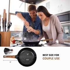 Nonstick Frying Pan with Lid, 10 In Non Stick Aluminum Granite Coating Chef’s…