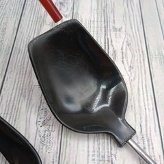 Vintage Nylon Slotted and Solid Serving Spoon Black Plastic Handle Unbranded