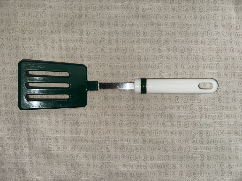 Vintage Spatula Stainless Steel Made In China Green And White