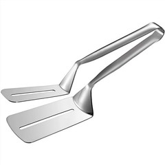 AOOSY 304 Steak Clamps, 3-in-1 Cooking Tong, Double Sided medium, Silver