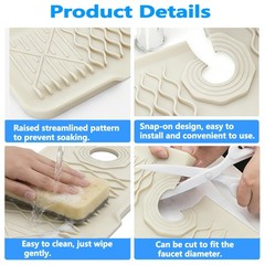 24 Inch Silicone Faucet Mat for Kitchen Sink, 7° Slope Fast Self-Draining Sin…