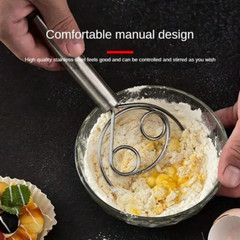 1 pc Stainless Steel Danish Dough Mixer Handheld Bread Whisk for Baking, Cooking