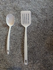 Lot of 2 Melamine utensils Copco White 2530-23 Spatula and Ware China 808 Spoon