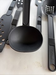 Lot of 6 T-Fal Black Plastic Utensils For Teflon Coated Pans Spoons Scrapers