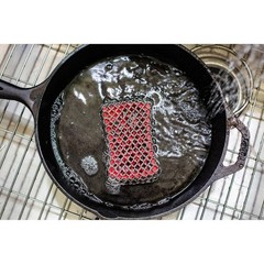 Chainmail Scrubber Red: Stainless Steel Cast Iron Cleaning Tool,