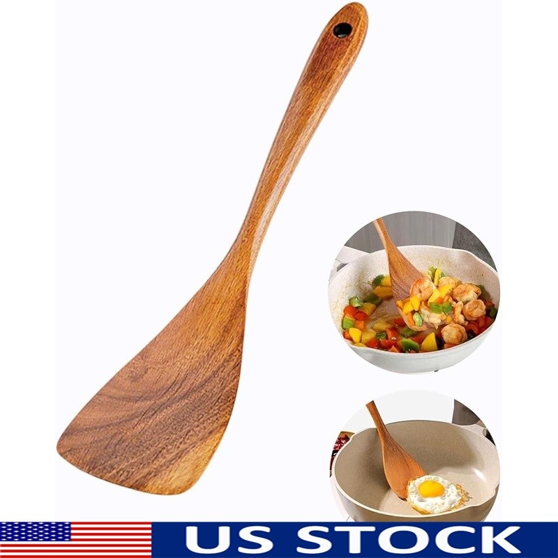 Wooden Cooking Spatula Heat Resistant Non Stick Kitchen Utensil Ergonomic Gift