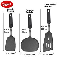 3 Piece Silicone Spatula Turner Set, 600°F Heat-Resistant Nonstick Kitchen Co…