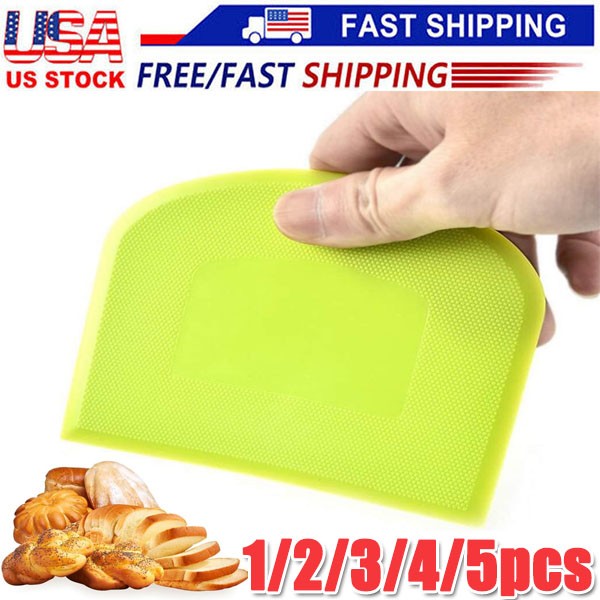 Dough Cutter Dual Sided Flexible Plastic Bowl Scraper for Bread Pizza Pastry