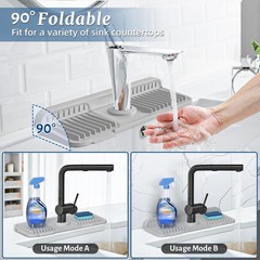 14.6 inch Faucet Mat for Kitchen Sink Splash Guard, 7° Slope Silicone Sink Wa…