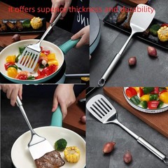 Silver Spatula Set 13.5 Inch Stainless Steel Solid & Slotted Spatula Turner