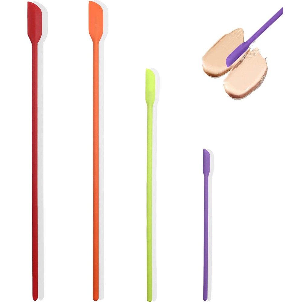 Silicone Spatula Set 4pcs Mini Flexible Scraper Tools for Jar Kitchen Makeup