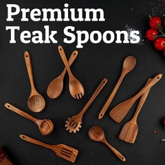 6 PC Teak Wood Wooden Spoons for Cooking Tools Kitchen Utensils Spatula Set