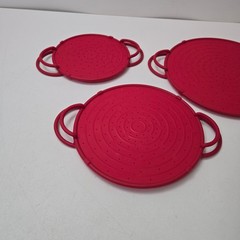 3 Pc Silicone Frying Pan Grease Splatter Guard Heat-Resistant Shield 8″ 10″ 12″