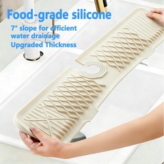 24 Inch Silicone Faucet Mat for Kitchen Sink, 7° Slope Fast Self-Draining Sin…