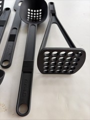 Lot of 6 T-Fal Black Plastic Utensils For Teflon Coated Pans Spoons Scrapers