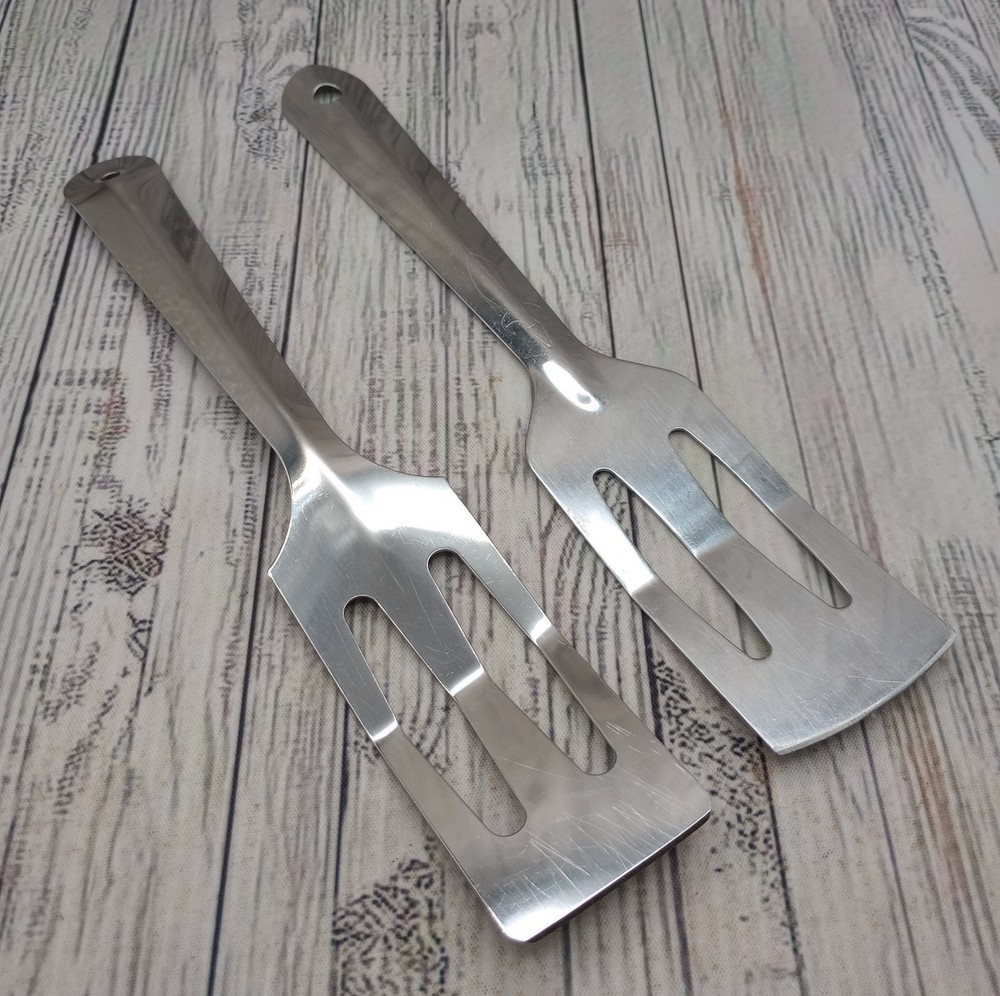 Slotted Servespoon Small Spatula Server Short Metal Turner Unbranded Lot of 2