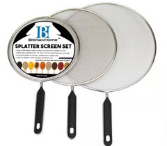 Stainless Steel Splatter Screen Guard Set of 3 – 8″, 10″ and 11″ Cooking Shield 