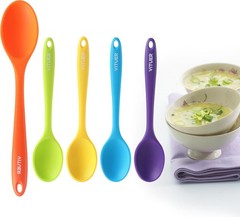 5PCS Silicone Serving Spoons Set, Heat Resistant Kitchen Spoons for Cooking, …
