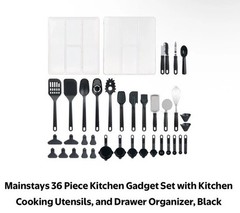 36 Piece Kitchen Gadget Set with Kitchen Cooking Utensils, and Drawer Organizer