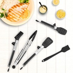 5-Pack Kitchen Tongs for Cooking with Silicone Tip,13 Inch,with Oil Brush