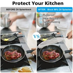 Splatter Screen for Frying Pan – 9.8″ 11.4″ 13″ Stainless Steel Fine Mesh Grease