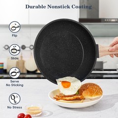 SODAY 12 Pcs Pots and Pans Set Non Stick, Cookware Sets 12 Pieces, Black