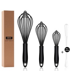 OYV Dishwasher Safe Silicone Whisk, Sealed Waterproof Design Set of 3,