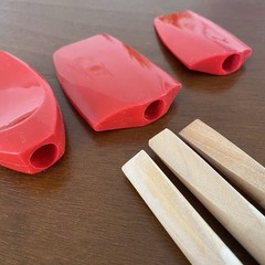 Le Creuset Craft Series Cerise Silicone Spatula Set of 3 Wood Handle Red USED