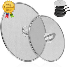 2-Pack Splatter Screens for Frying Pan – Stainless Steel Grease Splatter Guard