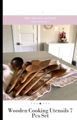 Non-Stick Wooden Kitchen Utensil Set 7 Natural Teak Tools for Cooking